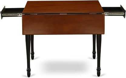 East West Furniture MZNI3-BCH-W 3 Piece Dining Table Set for Small Spaces Contains a Rectangle Dining Room Table with Dropleaf and 2 Wood Seat Chairs, 36x54 Inch, Black & Cherry