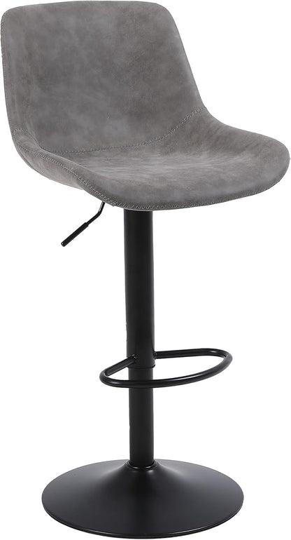 Bar Stools, Swivel Counter Height Barstools with Back, Adjustable Modern Bar Chairs, Tall Armless PU Leather Kitchen Island Stool (Grey, Set of 1)