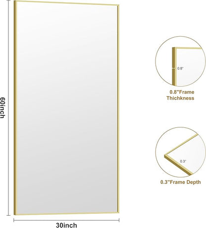 KOCUUY Large Gold Bathroom Mirror, 60x30 inch Rectangular Mirror for Bathroom Sink, Oversized Wall Mirror with Metal Gold Frame for Living Room, Farmhouse, Entryway, Hang Horizontal/Vertical