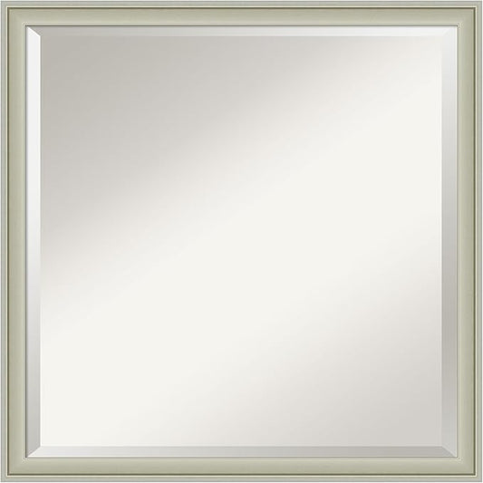 Amanti Art Silver Bathroom Mirror for Over Sink, 22x22 Florence Silver Square Vanity Mirror, Medium Casual Frame, Hangs Horizonally and Vertically, Bathroom Wall Decor, Beveled Edge from WI, USA