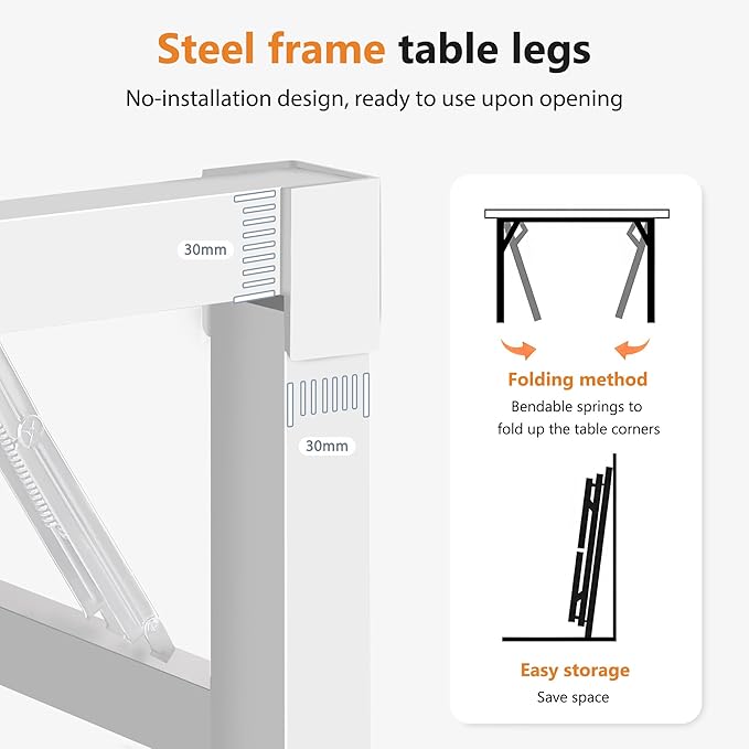 DlandHome Computer Desk Folding Table 39.4 inches Writing Desk for Small Space Folding Desk Laptop Desk No Assembly Required White&White