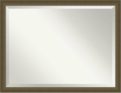 Amanti Art Bronze Bathroom Mirror for Over Sink, 34x44 Blaine Light Bronze Narrow Rectangle Vanity Mirror, X-Large Modern Contemporary Frame, Hangs Horizonally and Vertically, Bathroom Wall Decor