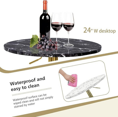 Gold Bar Table Round Cocktail Tables Height Adjustable 27.9''-35.4'' Pub Table with Metal Base Modern Style for Kitchen, Bar, Office & Dining Room Sturdy Stylish
