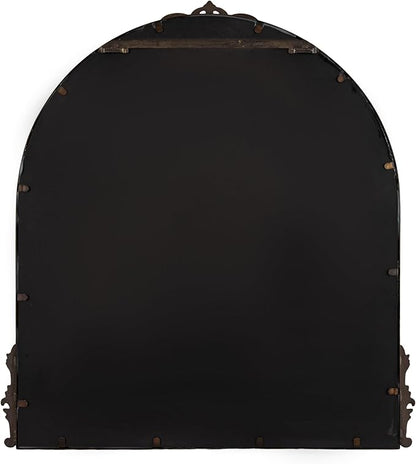 Kate and Laurel Myrcelle Ornate Vintage Arched Mirror, 30 x 32, Bronze, Decorative Wide Arch Mirror for Use as Fireplace Mantel Mirror or Bathroom Mirror for Over Sink