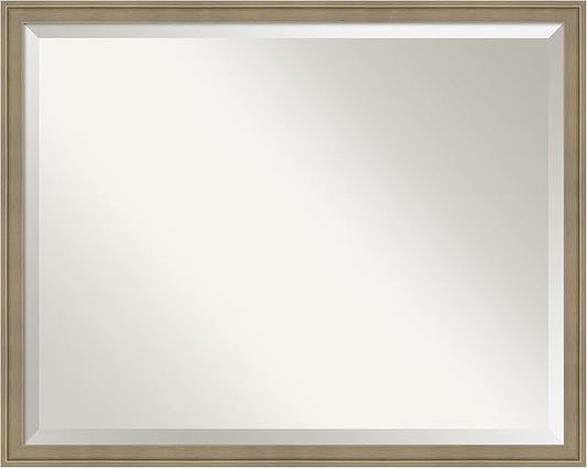 Amanti Art Brown Bathroom Mirror for Over Sink, 24x30 Florence Light Brown Rectangle Vanity Mirror, Large Casual Frame, Hangs Horizonally and Vertically, Bathroom Wall Decor, Beveled Edge from WI, USA