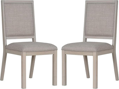 COLAMY Wooden Dining Chairs Set of 2, Mid Century Modern Upholstered Dining Chairs, 19 Inch Fabric Dining Room Chair with Back for Kitchen Dining Living Room Courtyard Waiting Leisure Area, Ivory
