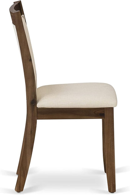 East West Furniture X797MZN32-6 6 Piece Dining Set Contains a Rectangle Dining Room Table with X-Legs and 4 Light Beige Linen Fabric Upholstered Chairs with a Bench, 40x72 Inch, Multi-Color
