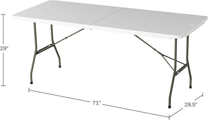 Lavish Home 6-Foot Folding Table - Indoor and Outdoor Table for Camping, Dining, Buffets, Crafts, and Playing Cards - Portable Picnic Table (White)