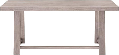 Plank+Beam 72 Inch Farmhouse Dining Table, Solid Wood Rustic Kitchen Table, Large Wooden Rectangular Dinner Table for Dining Room, Home Office, Living Room Furniture, Easy Assembly, Seashell Wirebrush