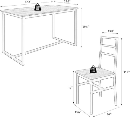 Ball & Cast Dining Table Set with Long Table and 4 Chairs,5-Piece Living Room Furniture W/ 47" Rectangle Kitchen Table & Backrest Chair,for Small Space,Apartment,Dining Room,Gray