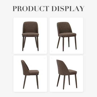 COLAMY Upholstered Dining Chairs Set of 6, Modern Kitchen Chairs with Back, Leather Side Dining Room Chairs with Wood Legs for Kitchen Dining Room Restaurant, Dark Brown