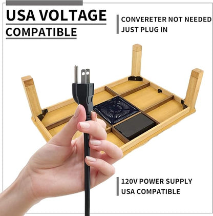 BJDesign Kotatsu - Japanese Heated Table - Wooden Chabudai Furniture with 120V Electric Heater - Low-Lying Dining and Work Desk with Temperature Control Knob (47x31in, Natural)
