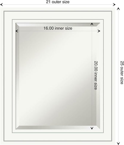Amanti Art White Bathroom Mirror for Over Sink, 25x21 Craftsman White Rectangle Vanity Mirror, Small Casual Wood Frame, Hangs Horizonally and Vertically, Bathroom Wall Decor, Beveled Edge from WI, USA