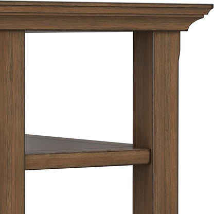 SIMPLIHOME Acadian 14-inch Wide Solid Wood Narrow End Table in Rustic Natural Aged Brown, Transitional-Style Side Table for Living Room, Bedroom, or Family Room with 2 Open Shelves