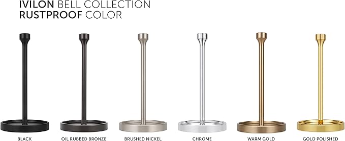 Ivilon Countertop Paper Towel Holder - Modern Bell End Minimalist Design - Color Gold Polished