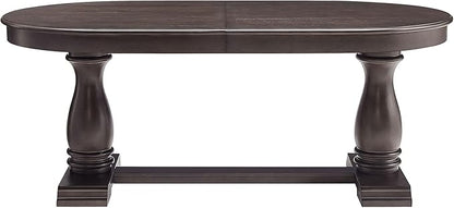 Ball & Cast Farmhouse Extendable Dining Table for 6-8, 76"-94" Long Extendable Kitchen-Table with Leaf, Mid Century Curved Wooden Expandable Table w/18 Leaves,Drop-Leaf Breakrest Table, Dark Brown