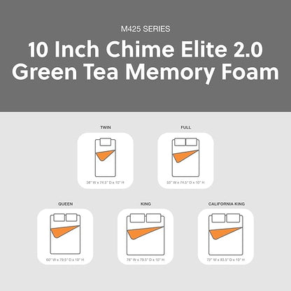 Signature Design by Ashley 10 Inch Chime Elite 2.0 Firm Green Tea Memory Foam Mattress for Cool Sleep and Pressure Relief, Full, Fiberglass Free, Mattress In A Box