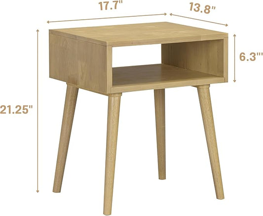 NTC Zoe Solid Wood Nightstand, Mid Century Modern Side Table Bedroom, Bedside Furniture, Night Stand, End Table, Easy Assembly - Sand