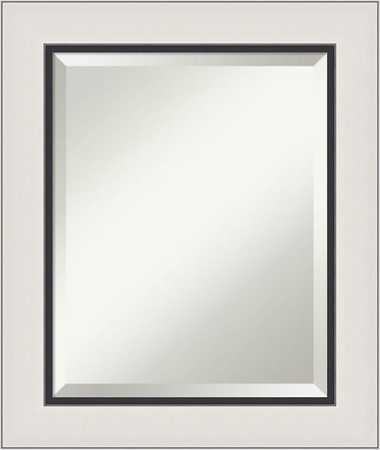 Amanti Art Silver Bathroom Mirror for Over Sink, 26x22 Ellie Silver Black Rectangle Vanity Mirror, Small Modern Contemporary Frame, Hangs Horizonally and Vertically, Bathroom Wall Decor, Beveled Edge