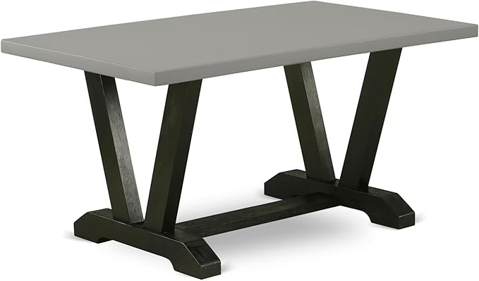 East West Furniture V696DR124-5 5 Piece Kitchen Table Set for 4 Includes a Rectangle Dining Room Table with V-Legs and 4 Black Color Linen Fabric Upholstered Chairs, 36x60 Inch, Multi-Color