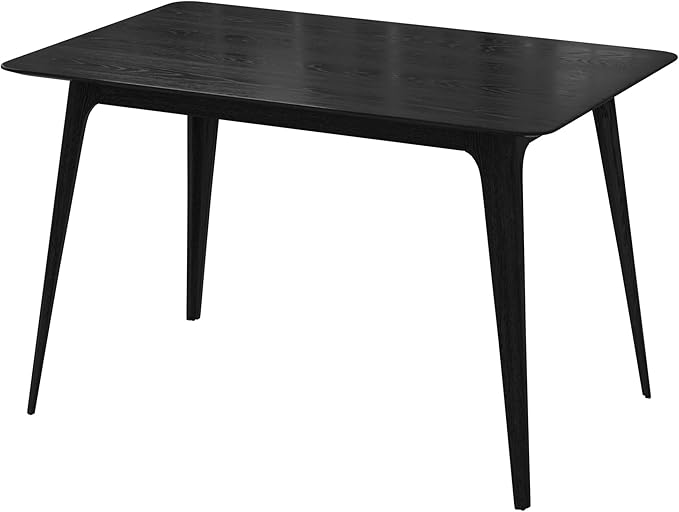 Christopher Knight Home Bengi Mid - Century Modern Dining Table for 4 People, Rubberwood Kitchen Table with Faux Wood Tabletop, Compact Rectangular Dinner Furniture for Dining Room, Black