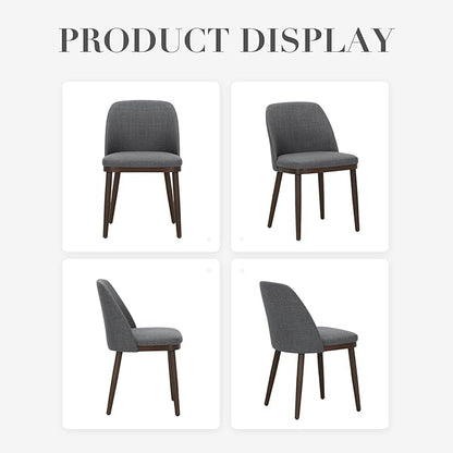 COLAMY Upholstered Dining Chairs Set of 2, Modern Kitchen Chairs with Back, Fabric Side Chair with Wood Legs for Dining Room Restaurant, Light Grey