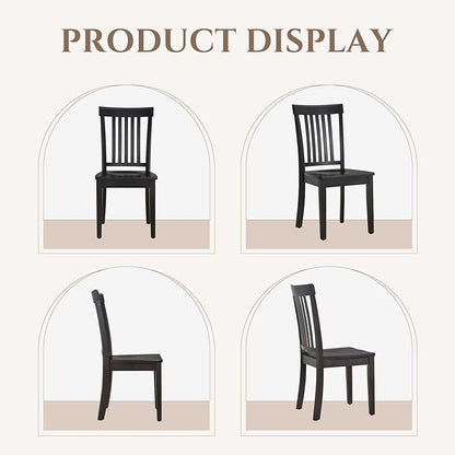 COLAMY Wooden Dining Chairs Set of 6, Spindle High Back Windsor Kitchen Side Chair, Farmhouse Dining Chairs for Kitchen and Dining Room, Dark Brown