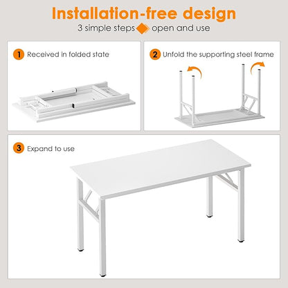 Need 47 inches Computer Desk Office Desk Folding Table with BIFMA Certification Computer Table Workstation, White AC5DW-120