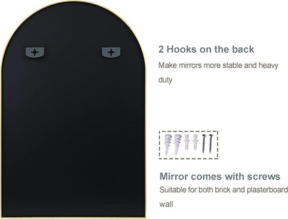 Arched Wall Mirror for Bathroom,Mirrors for Wall,24''x36'',Vanity Mirror for Bedroom Dresser, Entryway, Living Room, Metal Frame (36''x24'',Black)