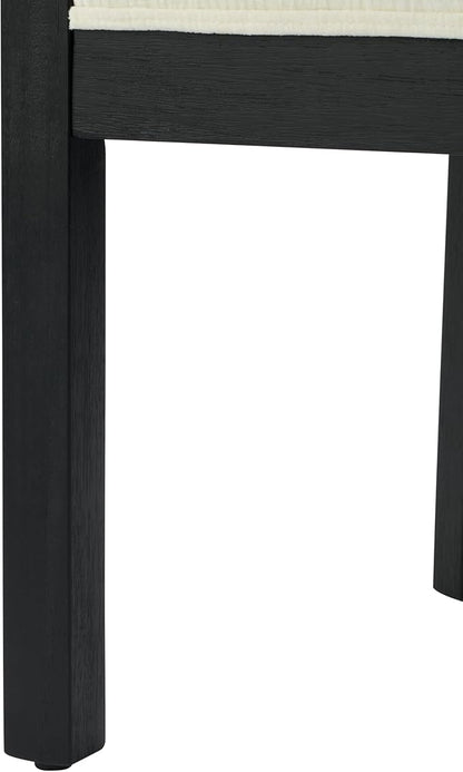 Christopher Knight Home Lucid Linen Upholstered Dining Chairs Set of 2, Rubber Wood Dining Room Chairs, Modern Armchair, Extra Seating for Dining Room, Versatile Indoor Furniture, White + Black