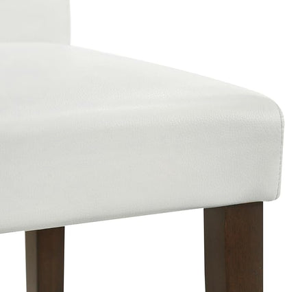 CHITA Counter Height Bar Stools Set of 3, 27" H Seat Height Upholstered Barstools, PU Leather in White