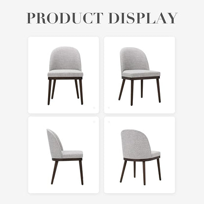 COLAMY Upholstered Dining Chairs Set of 2, Wooden Kitchen Chairs with Open Back, Modern Dining Room Chairs with Wood Frame, Dinner Side Chairs for Dining Room Kitchen Restaurant, Light Grey