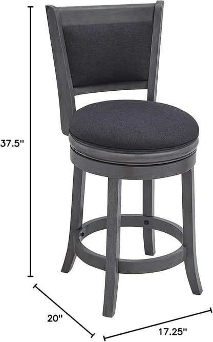 Ball & Cast Upholstered Swivel Counter Stools Kitchen Bar Stools 24" Seat Height Wooden Frame Stool Chair,Dark Grey (HSA-1102D-1)