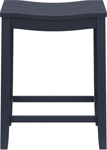 Hillsdale Fiddler Wood Backless Counter Height Stool with Saddle-Style Seat, Navy