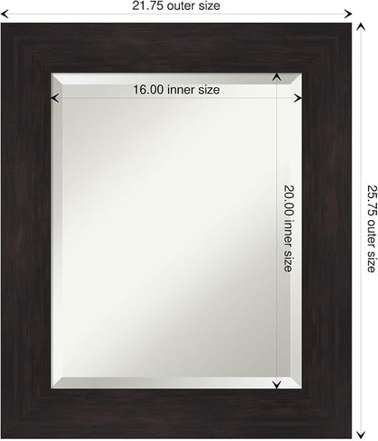 Amanti Art Brown Bathroom Mirror for Over Sink, 26x22 Furniture Espresso Rectangle Vanity Mirror, Small Casual Frame, Hangs Horizonally and Vertically, Bathroom Wall Decor, Beveled Edge from WI, USA