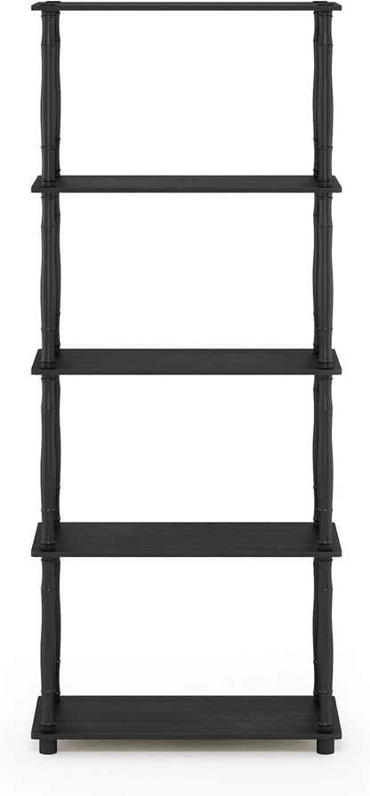 Furinno Turn-N-Tube 5-Tier Multipurpose Shelf / Display Rack / Storage Shelf / Bookshelf, Classic Tubes, Americano/Black