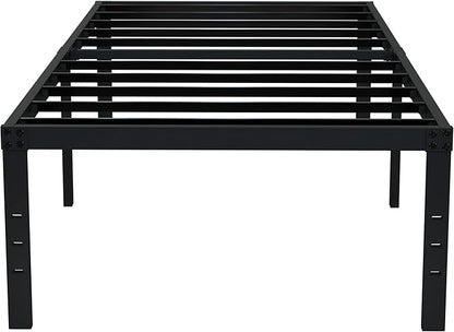 EMODA 18 Inch Twin XL Bed Frames No Box Spring Needed, Heavy Duty XL Twin Metal Platform Bed Frame with Tall Storage Space, Noise Free, Easy Assembly, Black
