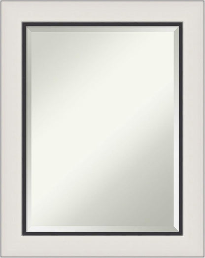 Amanti Art Silver Bathroom Mirror for Over Sink, 30x24 Ellie Silver Black Rectangle Vanity Mirror, Medium Modern Contemporary Frame, Hangs Horizonally and Vertically, Bathroom Wall Decor, Beveled Edge