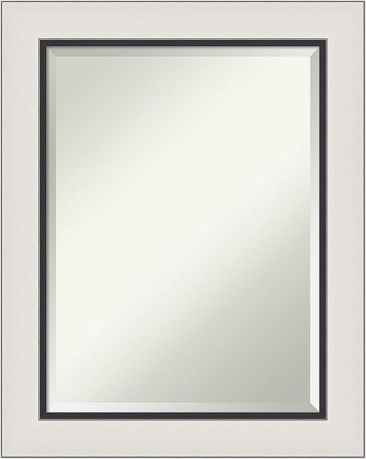 Amanti Art Silver Bathroom Mirror for Over Sink, 30x24 Ellie Silver Black Rectangle Vanity Mirror, Medium Modern Contemporary Frame, Hangs Horizonally and Vertically, Bathroom Wall Decor, Beveled Edge