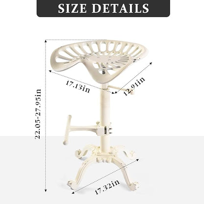 LOKKHAN Adjustable Rustic Industrial Bar Stool - Cast Iron Tractor Seat Swivel Stool - Farmhouse Metal Breakfast Bar Stool - Counter Height 19.7" to 26.8" - Perfect for Kitchen, Dining, and Pub Use