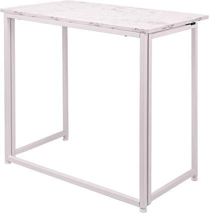 Leopard Outdoor Products Folding Computer Desk for Small Spaces, Space-Saving Home Office, Foldable Laptop Table, Writing Desk, Compact Study Reading Table (Marble White)