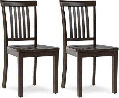 COLAMY Wooden Dining Chairs Set of 2, Solid Rubberwood Kitchen & Dining Room Chairs,Windsor Style Seating, Rustic Dining Table Chairs, Non-Slip Foot Pads, Farmhouse & Traditional Seating,Dark Brown