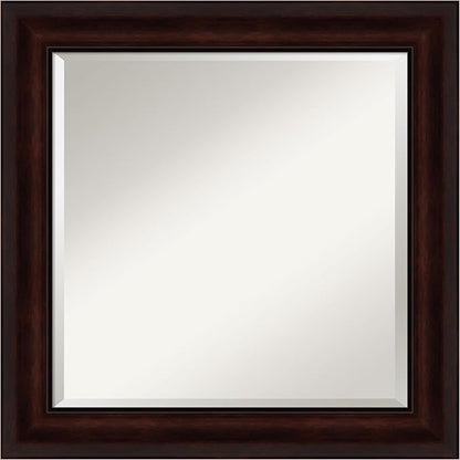 Amanti Art Brown Wall Mirror 25x25 Coffee Bean Brown Square Bathroom Mirror for Wall Decor Living Room, Medium Casual Frame, Hangs Horizonally and Vertically, Bathroom Decor, Beveled Edge from WI, USA