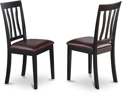 East West Furniture LGAN9-BCH-LC 9 Piece Kitchen Table & Chairs Set Includes a Rectangle Dining Room Table with Butterfly Leaf and 8 Faux Leather Upholstered Chairs, 42x84 Inch, Black & Cherry