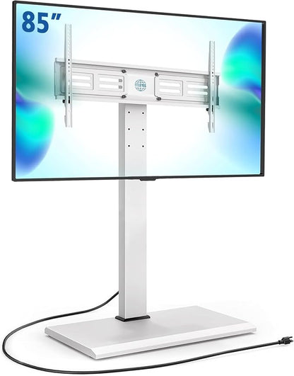 FITUEYES Iron Base Floor TV Stand with Power Strip, Tall TV Stand with Swivel Mount for 50-85 Inch Plasma Flat Panel or Curved Screen TVs Height Adjustable Wire Management MAX VESA 800x400 mm