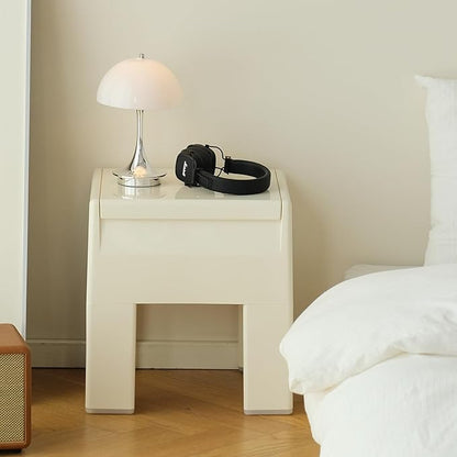 Nightstand Bedside with Storage Space, Multifunctional Colorful Plastic End Table Small Side Table for Bedroom, Dorm and Small Spaces, Easy Assembly(14.7" D x 11.8" W x 15.8" H, White)