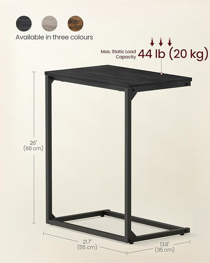 VASAGLE C Shape End Table, Small Coffee Table For Couch Or Sofa, Industrial Side Table In Living Room, Bedroom, 13.8 x 21.7 x 26 Inches, Ebony Black ULNT052B56