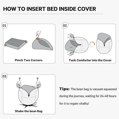 Bean Bag Chairs for Teens - Bean Bag Chair Convertible Bean Bag Bed - Small Beanbag Chair with Micro Fiber Cover/Furniture Foam Filler - Floor Couch Sofa in Bedroom Dorm Room - Youth Charcoal