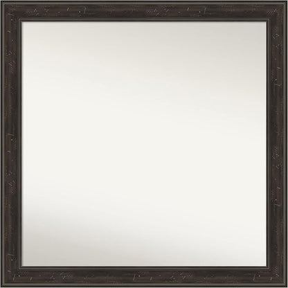 Amanti Art Brown Bathroom Mirror for Over Sink, 32x32 Shipwreck Greywash Square Vanity Mirror, Large Traditional Frame, Hangs Horizonally and Vertically, Bathroom Wall Decor, Non-Beveled Edge