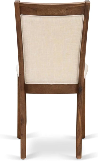 East West Furniture V727MZN32-9 9 Piece Dining Room Furniture Set Includes a Rectangle Dining Table with V-Legs and 8 Light Beige Linen Fabric Upholstered Chairs, 40x72 Inch, Multi-Color